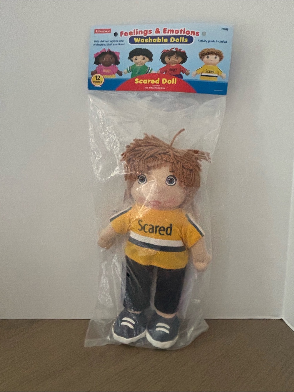 Lakeshore "Scared" 12 Inch Feelings Soft Sewn Plush Stuffed Doll